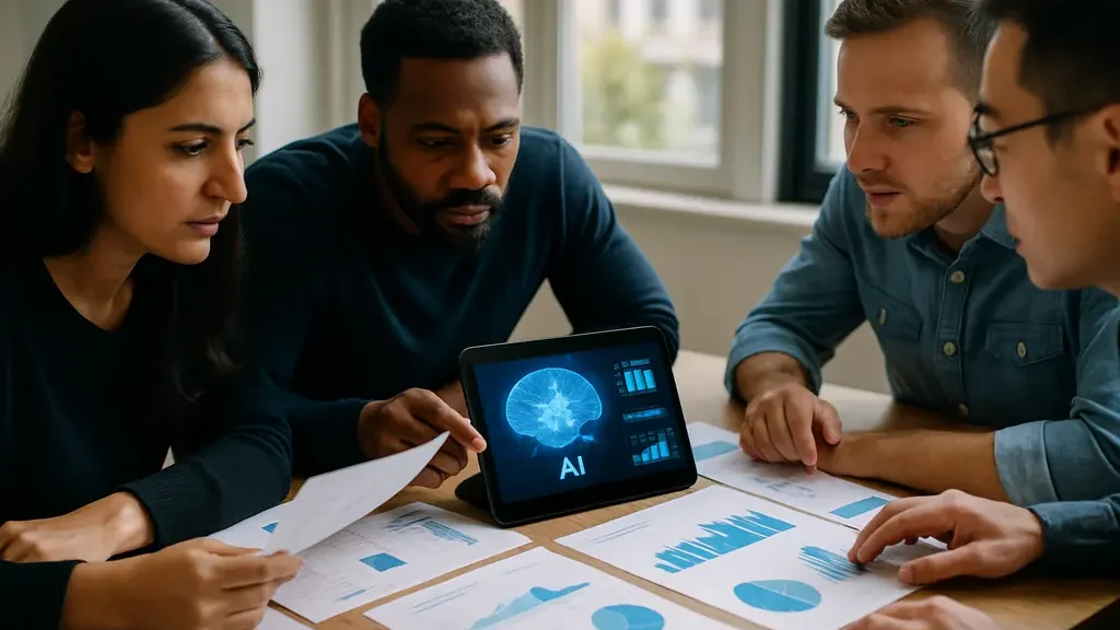 NIST AI Profile review with engineers assessing infrastructure risk controls