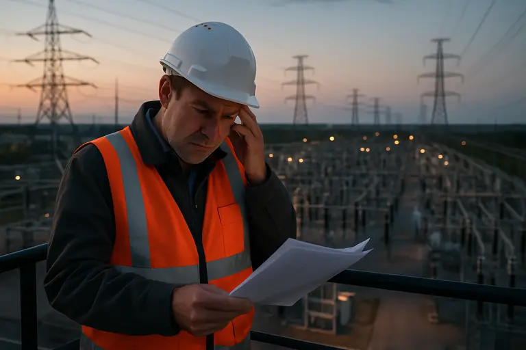 Substation perimeter viewed from a safe distance during a site review