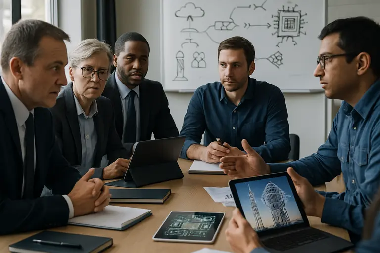 Engineers discussing access controls and remediation steps in a security operations room
