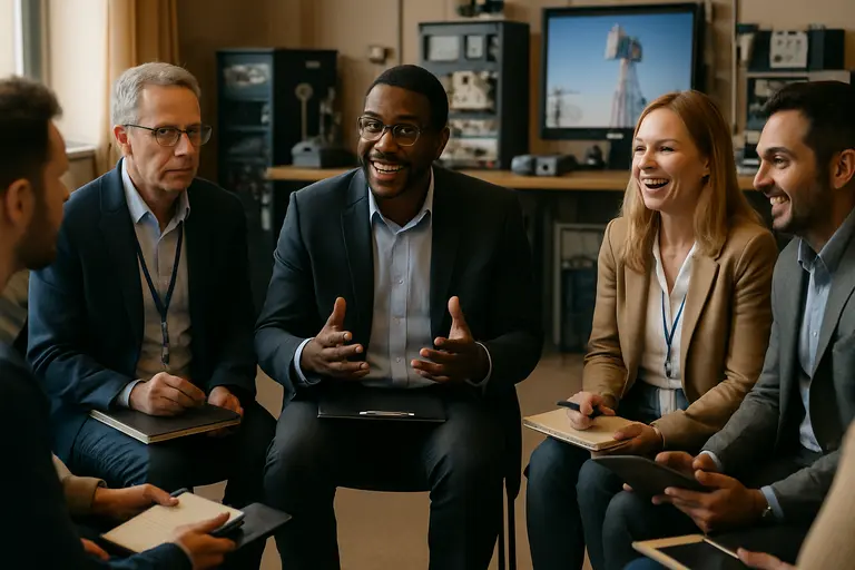 Professionals in a workshop discussing AI risk scenarios