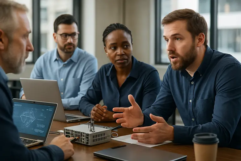 Technical team discussing AI vendor requirements in a conference room